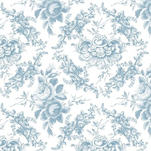 Blue toile deals wallpaper